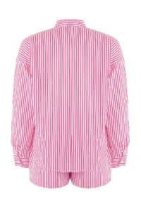 TRENDYOLMİLLA Striped Weaving Embroidered 100% Cotton Beach Shirt Shorts Set - Image 6