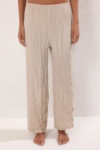 TRENDYOLMİLLA Beige Weaving Shirred Beach Blouse-Pants Set - Image 3