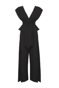 TRENDYOLMİLLA Black Weaving slit Beach Blouse-Pants Set - Image 5
