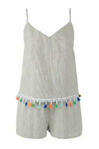 TRENDYOLMİLLA Striped Weaving Tassel Beach Blouse-Shorts Set - Image 5
