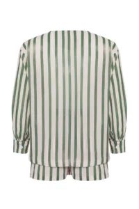 TRENDYOLMİLLA Fish Patterned Weaving 100% Cotton Beach Mini High Waist Shirt Shorts Set - Image 6