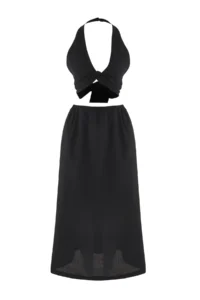 TRENDYOLMİLLA Black Weaving Beach Blouse-Skirt Set - Image 5