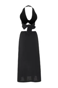 TRENDYOLMİLLA Black Weaving Beach Blouse-Skirt Set - Image 6