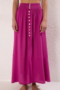 TRENDYOLMİLLA Fuchsia Weaving Gipelli Beach Blouse-Skirt Set - Image 3