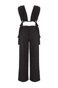 TRENDYOLMİLLA Black Weaving Binding Detailed Beach High Waist Blouse-Pants Set - Image 6
