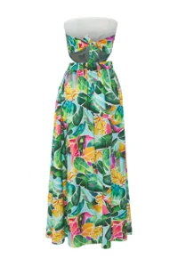 TRENDYOLMİLLA Tropical Patterned Weaving slit Beach Blouse-Skirt Set - Image 6