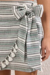TRENDYOLMİLLA Striped Weaving Tassel Beach Mini High Waist Blouse-Skirt Set - Image 3