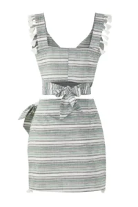 TRENDYOLMİLLA Striped Weaving Tassel Beach Mini High Waist Blouse-Skirt Set - Image 6