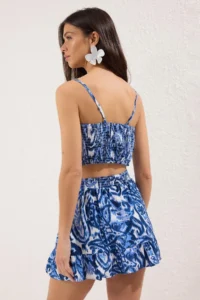 TRENDYOLMİLLA Shawl pattern Weaving Beach Blouse-Skirt Set - Image 4