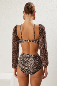 TRENDYOLMİLLA Leopard Patterned with accessories hipster High Waist Bikini Bottom - Image 5