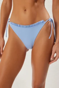 TRENDYOLMİLLA Mavi Frilly Regular Regular Waist Bikini Bottom - Image 5