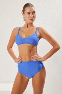 TRENDYOLMİLLA Saks Blue hipster High Waist Bikini Bottom - Image 2