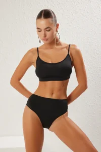 TRENDYOLMİLLA Black High Waist hipster Basic Bikini Bottom - Image 2