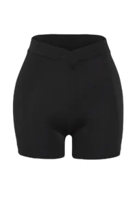 TRENDYOLMİLLA Basic Bikini Bottom with Black V Cut High Waist Shorts - Image 7