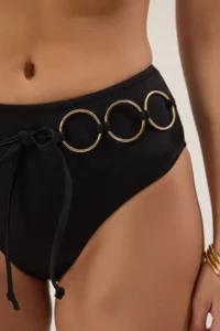 TRENDYOLMİLLA Black with accessories Regular High Waist Bikini Bottom - Image 3