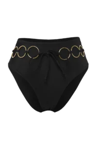 TRENDYOLMİLLA Black with accessories Regular High Waist Bikini Bottom - Image 5