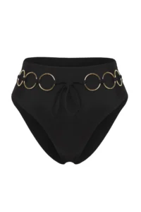 TRENDYOLMİLLA Black with accessories Regular High Waist Bikini Bottom - Image 7