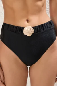 TRENDYOLMİLLA Black with accessories hipster High Waist Bikini Bottom - Image 4