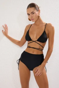 TRENDYOLMİLLA Black Piped hipster High Waist Bikini Bottom - Image 2