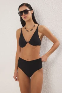TRENDYOLMİLLA Black V Cut hipster High Waist Bikini Bottom - Image 2