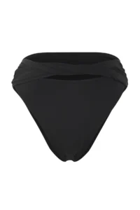 TRENDYOLMİLLA Black V Cut Regular High Waist Bikini Bottom - Image 4