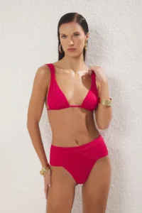TRENDYOLMİLLA Burgundy Regular High Waist Bikini Bottom