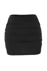 TRENDYOLMİLLA Black Drapeli High Waist Skirt Bikini Bottom - Image 5