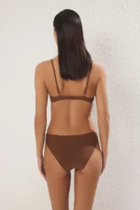 TRENDYOLMİLLA Brown Color Bloklu Regular Regular Waist Bikini Bottom - Image 3