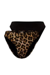 TRENDYOLMİLLA Leopard And Black 2 Sets Regular Regular Waist Bikini Bottom - Image 7
