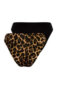 TRENDYOLMİLLA Leopard And Black 2 Sets Regular Regular Waist Bikini Bottom - Image 9