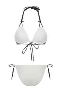 TRENDYOLMİLLA Ecru with bow Triangle Covered Regular Regular Waist Bikini Set - Image 6