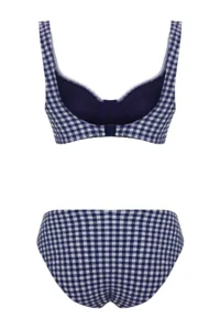 TRENDYOLMİLLA Gingham Patterned striped balconette Covered Regular Regular Waist Bikini Set - Image 8