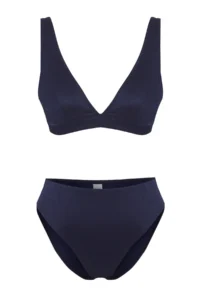 TRENDYOLMİLLA Dark Navy Triangle Covered Regular High Waist Basic Bikini Set - Image 5