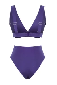 TRENDYOLMİLLA Mavi Drapeli Triangle Covered brazilian High Waist Bikini Set - Image 7