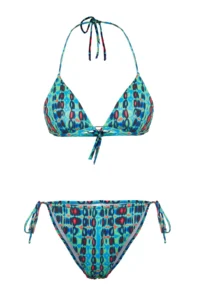 TRENDYOLMİLLA Geometric Patterned with accessories Triangle Covered brazilian Regular Waist Bikini Set - Image 6