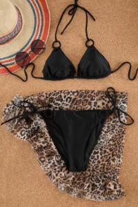 TRENDYOLMİLLA Black with accessories Triangle Covered Regular Low Waist Bikini Set - Image 6