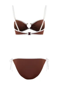 TRENDYOLMİLLA Brown Color Bloklu Strapless Covered brazilian Regular Waist Bikini Set - Image 2