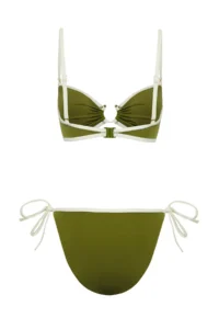 TRENDYOLMİLLA Khaki Color Bloklu Strapless Covered brazilian Regular Waist Bikini Set - Image 6