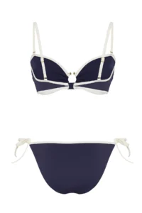 TRENDYOLMİLLA Dark Navy Color Bloklu Strapless Covered brazilian Regular Waist Bikini Set - Image 6