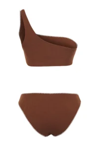 TRENDYOLMİLLA Brown Embroidered One Shoulder Covered Regular Regular Waist Bikini Set - Image 7