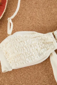 TRENDYOLMİLLA Ecru Frilly Strapless Covered Regular Regular Waist Bikini Set - Image 6