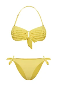 TRENDYOLMİLLA Yellow Frilly Strapless Covered Regular Regular Waist Bikini Set - Image 5