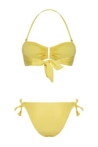 TRENDYOLMİLLA Yellow Frilly Strapless Covered Regular Regular Waist Bikini Set - Image 6