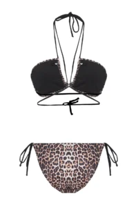 TRENDYOLMİLLA Leopard Patterned Cut Out Detailed Strapless Covered Regular Regular Waist Bikini Set - Image 7