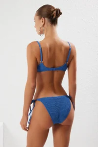 TRENDYOLMİLLA Mavi tied up balconette Covered Regular Low Waist Bikini Set - Image 6
