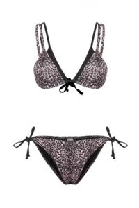 TRENDYOLMİLLA Leopard Patterned Color Bloklu Triangle Covered brazilian Regular Waist Bikini Set - Image 6