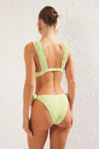 TRENDYOLMİLLA Plaid Patterned Frilly balconette Covered brazilian Regular Waist Bikini Set - Image 5