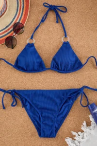 TRENDYOLMİLLA Saks Blue with accessories Triangle Covered Regular Regular Waist Bikini Set - Image 6