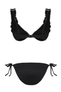 TRENDYOLMİLLA Black Frilly Triangle Covered Regular Regular Waist Bikini Set - Image 6