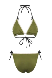 TRENDYOLMİLLA Khaki striped Triangle Covered Regular Regular Waist Bikini Set - Image 8